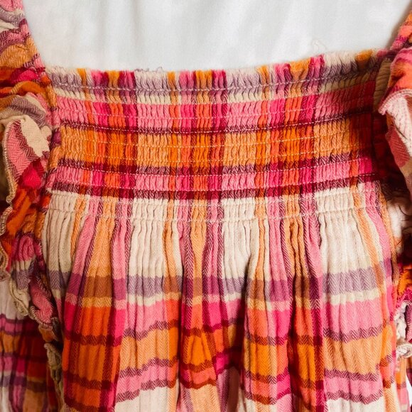 Free People Tea Combo Sienna Plaid Ruffle Blouse Multi XS - Picture 6 of 14